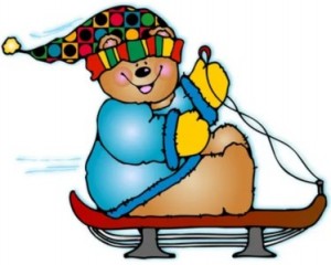 a winter bear sledding